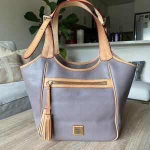 Dooney & Bourke Grey/Tan/Red Large Leather Handbag